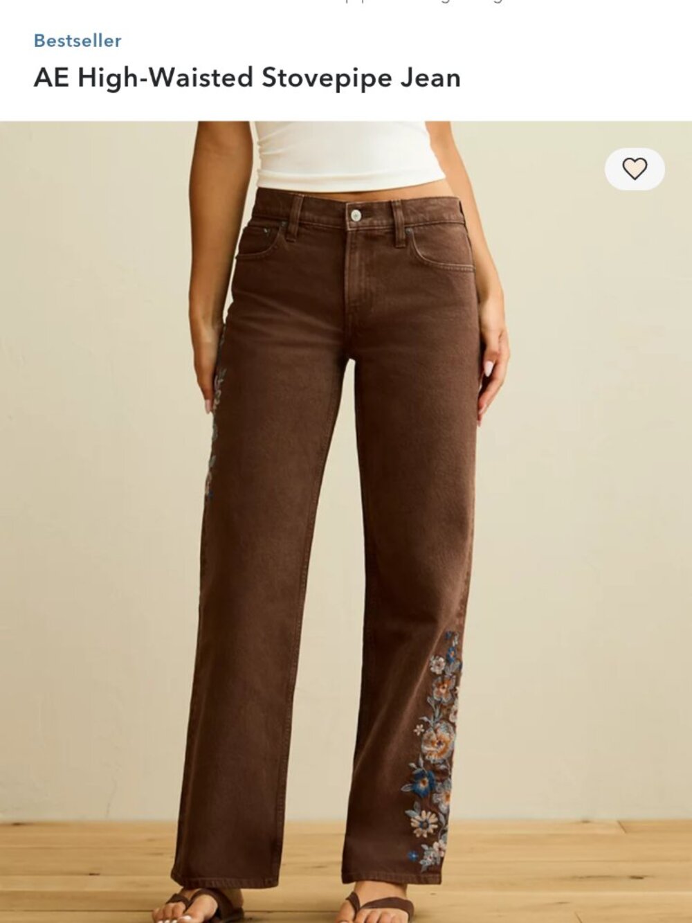 Brown embroidered jeans